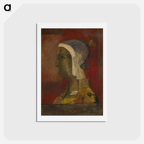アートポストカード-Symbolic Head - オディロン ルドン Postcard.