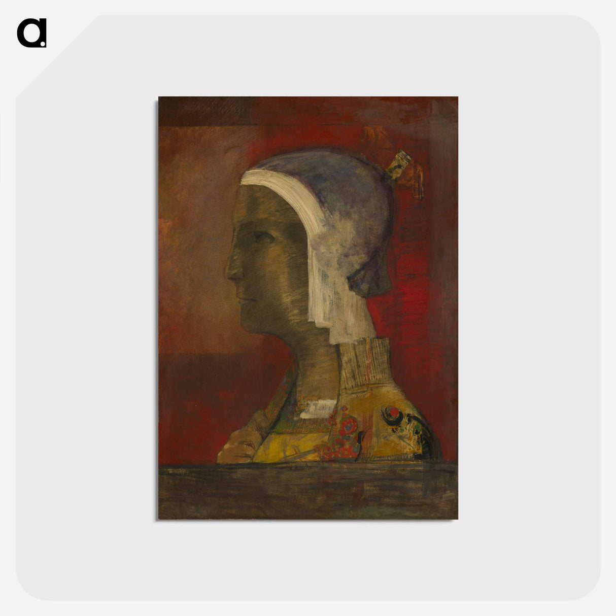 アートポストカード-Symbolic Head - オディロン ルドン Postcard.