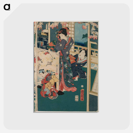 アートポストカード-Flower performance - 豊原 国周 Postcard.