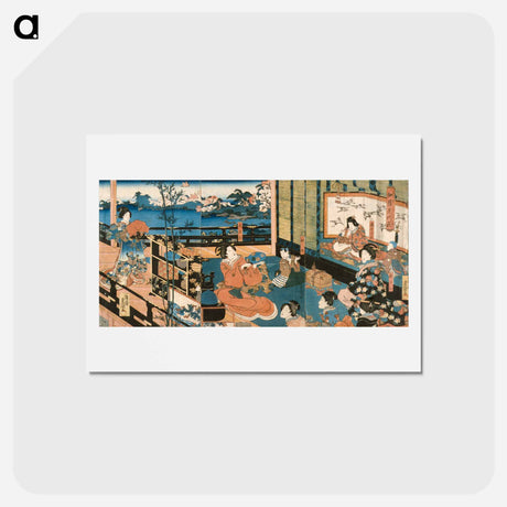 アートポストカード-Scene from the Play Meiboku Sendai Hagi: The Prince Watching Tea Preparation
 - 歌川 国貞 Postcard.