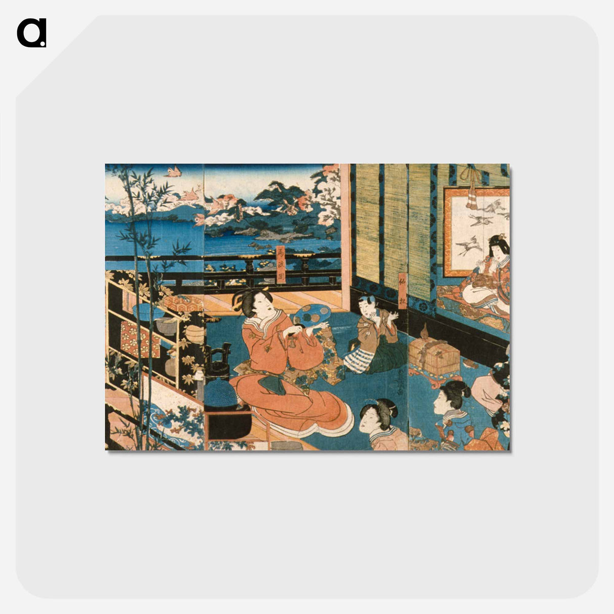 アートポストカード-Scene from the Play Meiboku Sendai Hagi: The Prince Watching Tea Preparation
 - 歌川 国貞 Postcard.