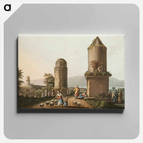 アートパネル-Monuments near Tortosa, Plate II from Views in the Ottoman Dominions, in Europe, in Asia, and some of the Mediterranean islands - オスマン帝国領内の景色 Canvas.