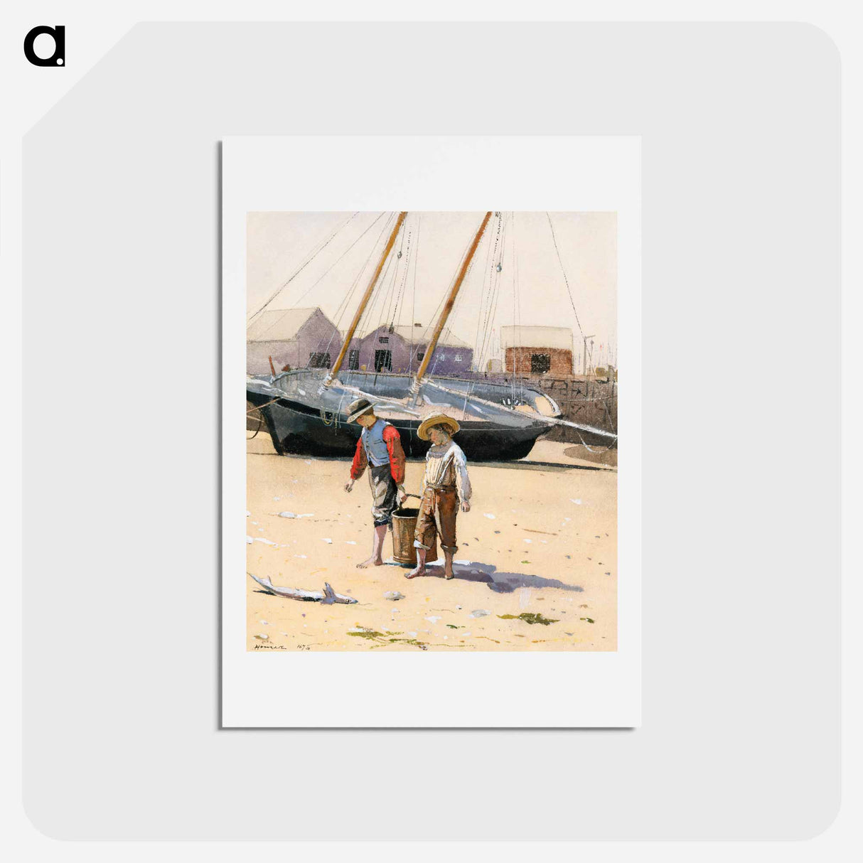 アートポストカード-A Basket of Clams - ウィンスロー ホーマー Postcard.