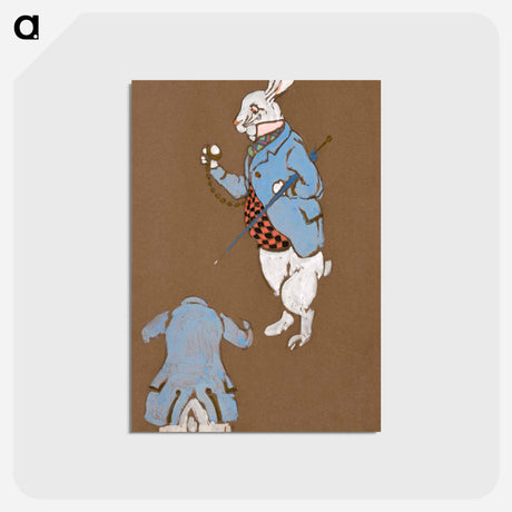 アートポストカード-White Rabbit Costume Design for Alice in Wonderland - 不思議の国のアリス Postcard.