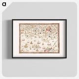 Forts Zeelandia and Provintia and the City of Tainan - アンティーク地図 Poster.