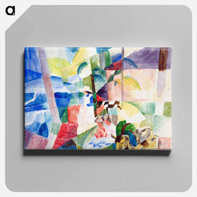 アートパネル-Landscape with children and goats - オーガスト マッケ Canvas.