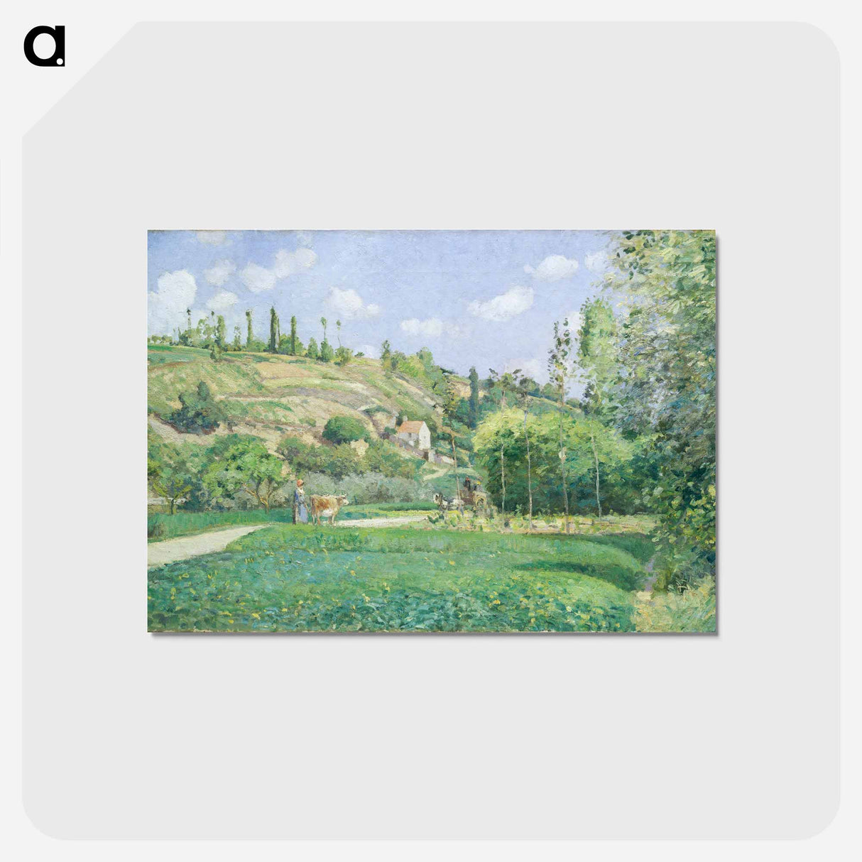 アートポストカード-A Cowherd at Valhermeil, Auvers-sur-Oise - カミーユ ピサロ Postcard.