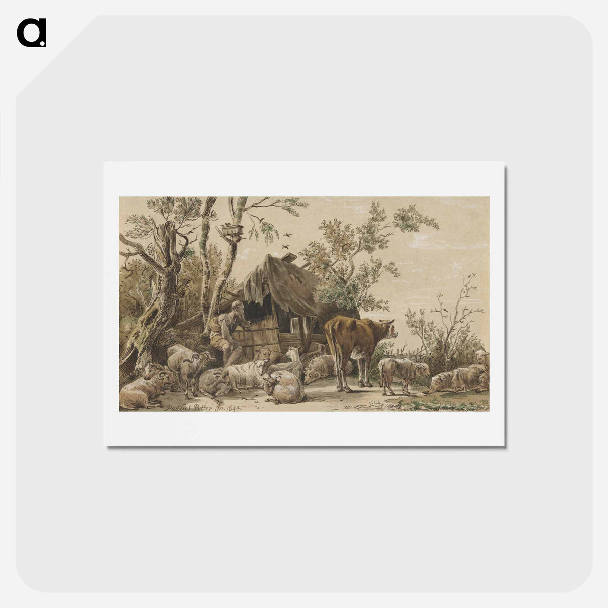 アートポストカード-Herder bij stal
 - コルネリス プロース ファン アムステル Postcard.