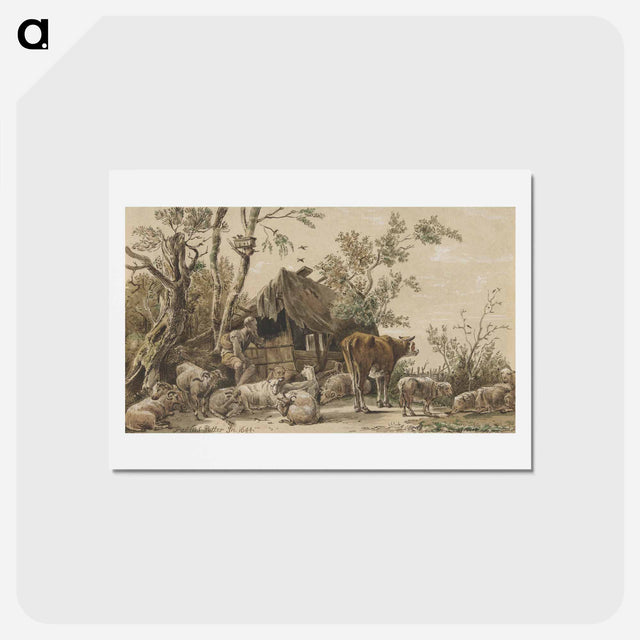 アートポストカード-Herder bij stal
 - コルネリス プロース ファン アムステル Postcard.