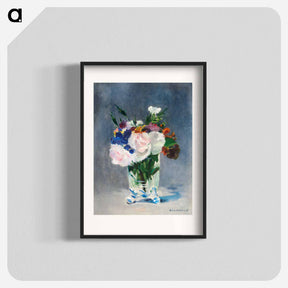アートポスター-Flowers in a Crystal Vase - エドゥアール マネ Poster.