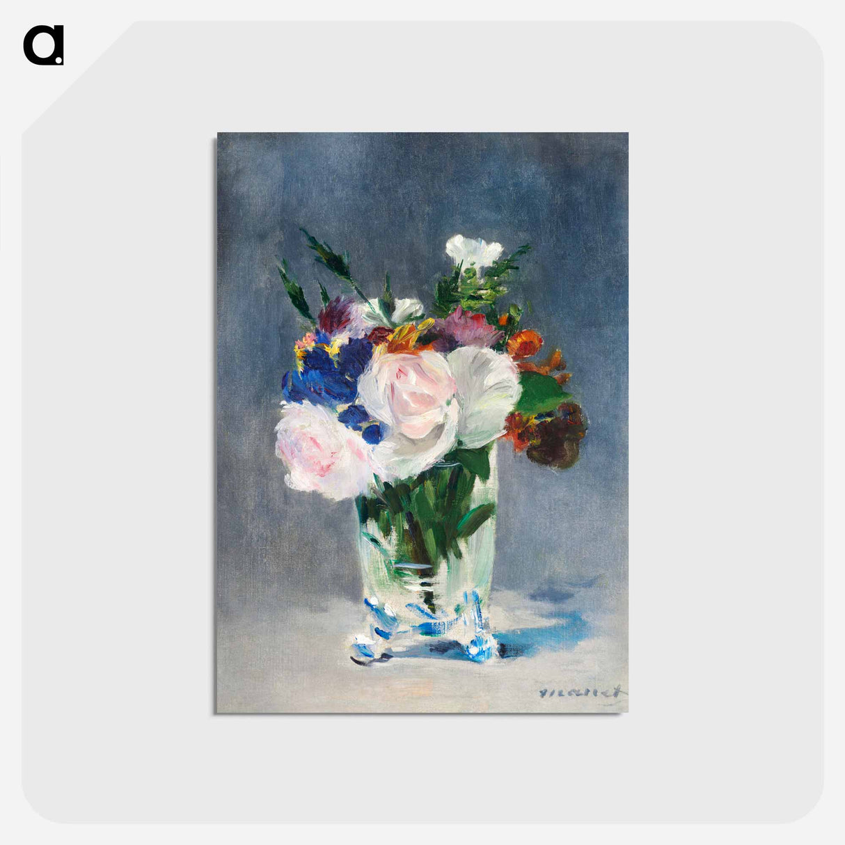 アートポストカード-Flowers in a Crystal Vase - エドゥアール マネ Postcard.