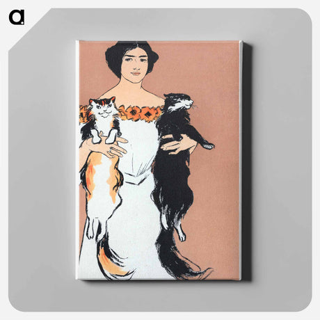 アートパネル-Woman holding cats - エドワード ペンフィールド Canvas.