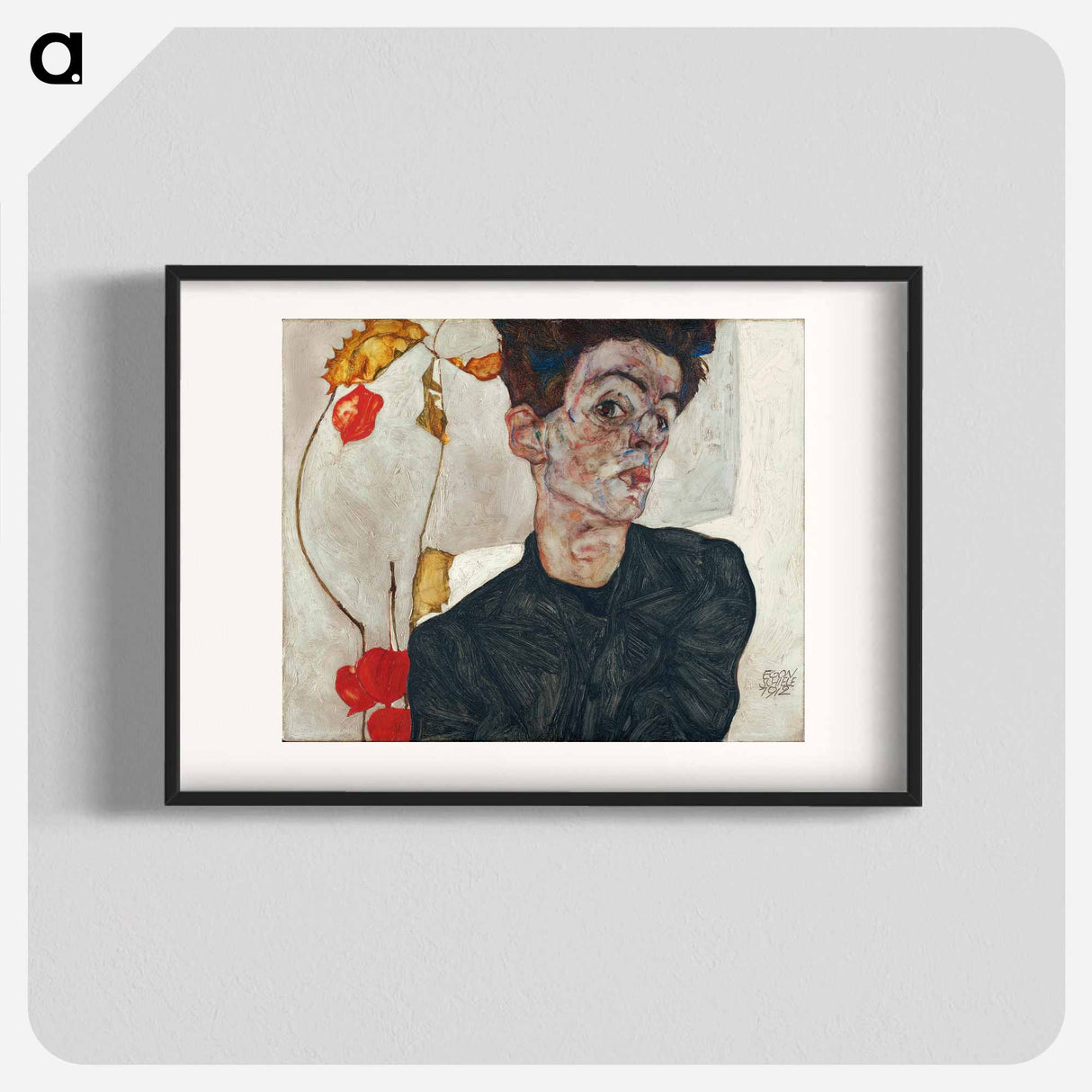 Egon Schiele's Self-Portrait with Physalis - エゴン シーレ Poster.