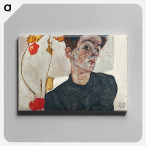 アートパネル-Egon Schiele's Self-Portrait with Physalis - エゴン シーレ Canvas.