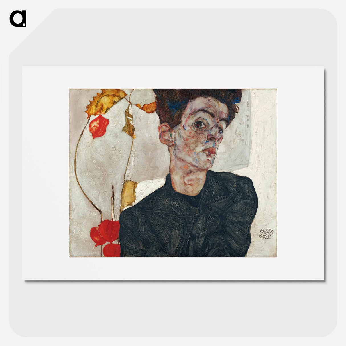 Egon Schiele's Self-Portrait with Physalis - エゴン シーレ Poster.