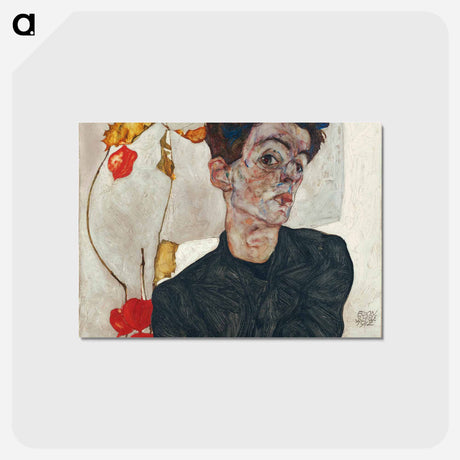 アートポストカード-Egon Schiele's Self-Portrait with Physalis - エゴン シーレ Postcard.