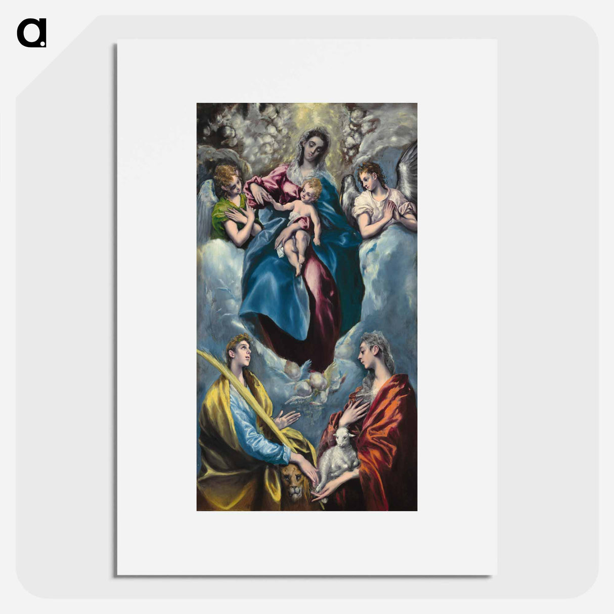 Madonna and Child with Saint Martina and Saint Agnes - エル グレコ Poster.