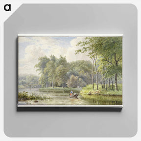 アートパネル-Landscape with Figures in a Rowboat
 - ジョージアス ヤコブス ヨハネス ファン オス Canvas.
