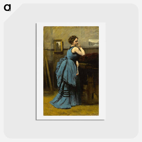 アートポストカード-Lady in Blue
 - ジャン バティスト カミーユ コロー Postcard.