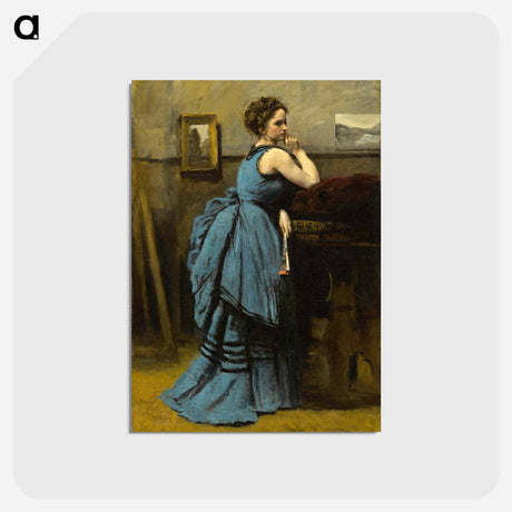 アートポストカード-Lady in Blue
 - ジャン バティスト カミーユ コロー Postcard.