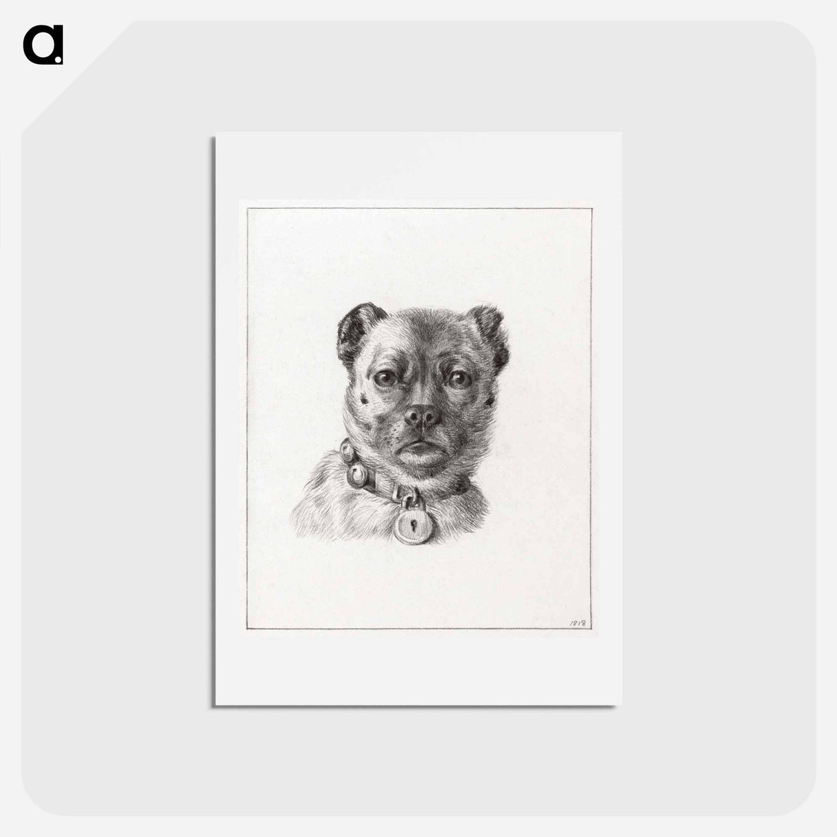 アートポストカード-Dog head with a collar - ジャン ベルナール Postcard.