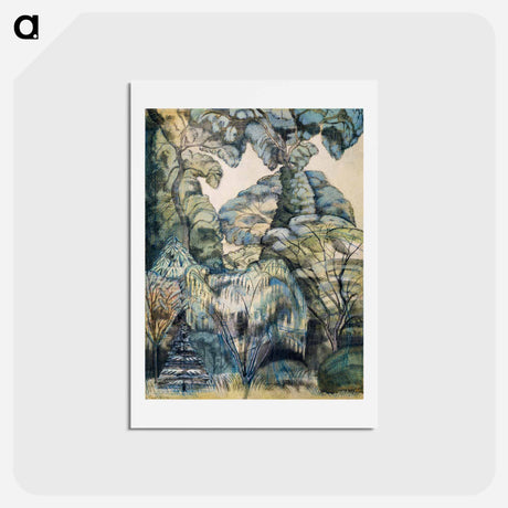 アートポストカード-Trees in Bird Garden - ポール ナッシュ Postcard.