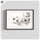 アートポスター-Japanese Crane and Bamboo Illustration
 - 鳥類図鑑 Poster.