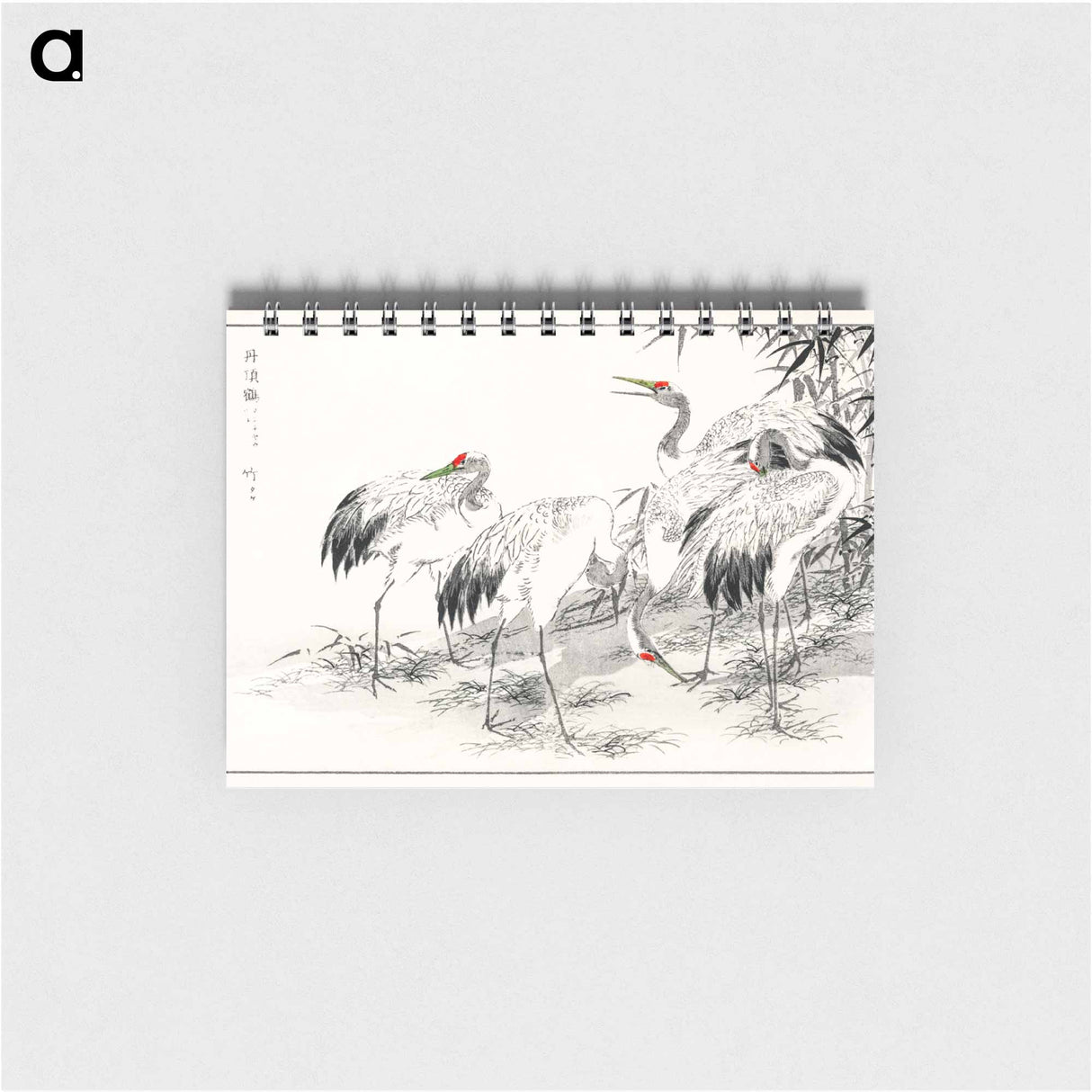 アートメモ帳-Japanese Crane and Bamboo Illustration
 - 鳥類図鑑 Memo.
