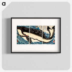 アートポスター-Miyamoto no Musashi Attacking the Giant Whale - 歌川 国芳 Poster.