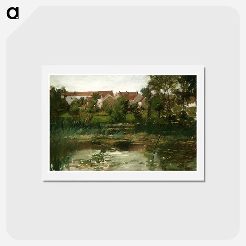 Landscape: Grez (ca.1882) by American landscape artist William Bliss Baker (1859-1886). The painting is currently held as part of the Horace C. Henry Collection at the Henry Art Gallery at the University of Washington. - ウィリアム ブリス ベイカー Postcard.