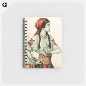 アートメモ帳-Girl in Slavic peasant costume by Wladyslaw Theodore Benda - ウワディスワフ テオドール ベンダ Memo.
