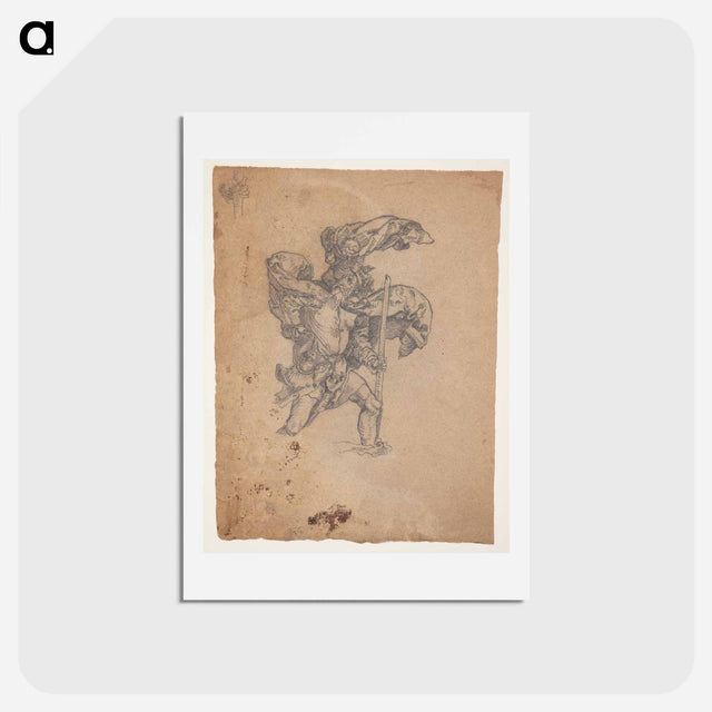 アートポストカード-Study after Dürer: Saint Christopher I - アルブレヒト デューラー Postcard.