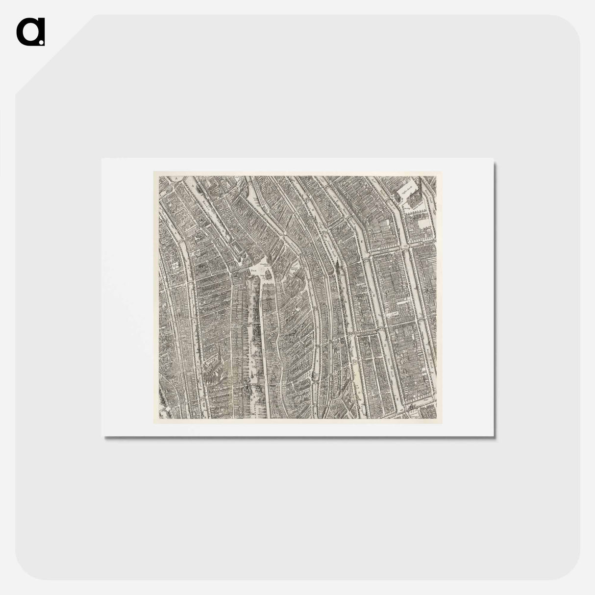 アートポストカード-Plattegrond van Amsterdam (middenblad) - アンティーク地図 Postcard.