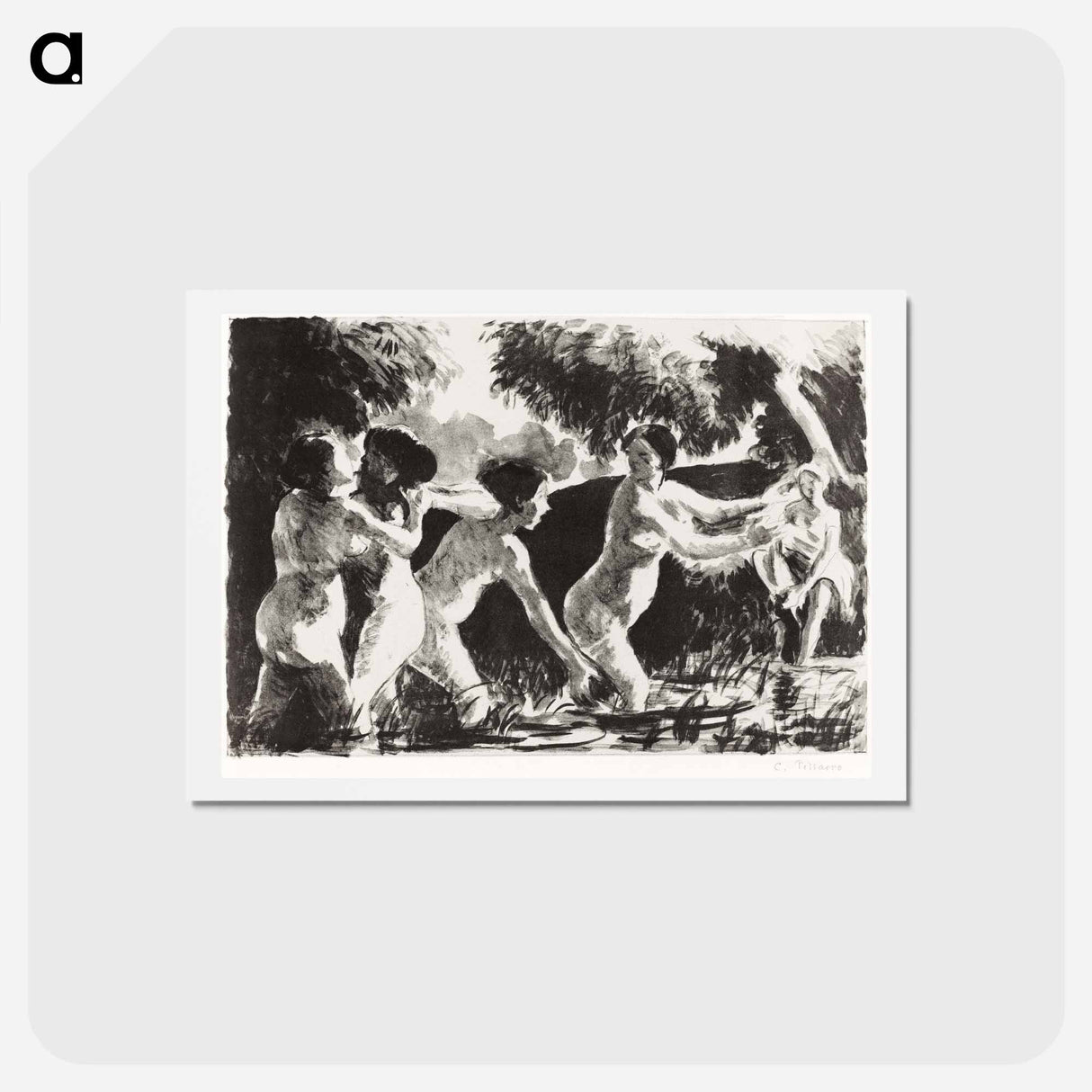 アートポストカード-Bathers Wrestling - カミーユ ピサロ Postcard.