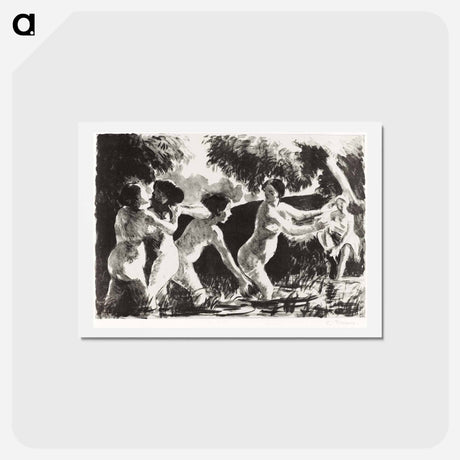 アートポストカード-Bathers Wrestling - カミーユ ピサロ Postcard.