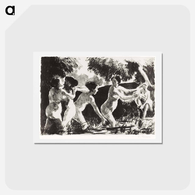 アートポストカード-Bathers Wrestling - カミーユ ピサロ Postcard.