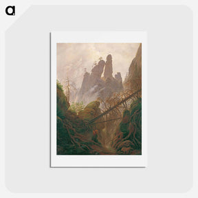 アートポストカード-Rocky Ravine in the Elbe Sandstone Mountains - カスパー ダーヴィト フリードリヒ Postcard.