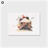 アートポストカード-Houses with Red - チャールズ デムス Postcard.