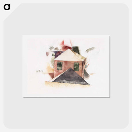 アートポストカード-Houses with Red - チャールズ デムス Postcard.
