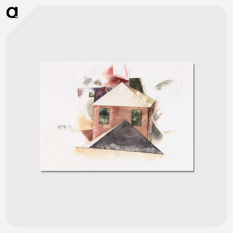 アートポストカード-Houses with Red - チャールズ デムス Postcard.