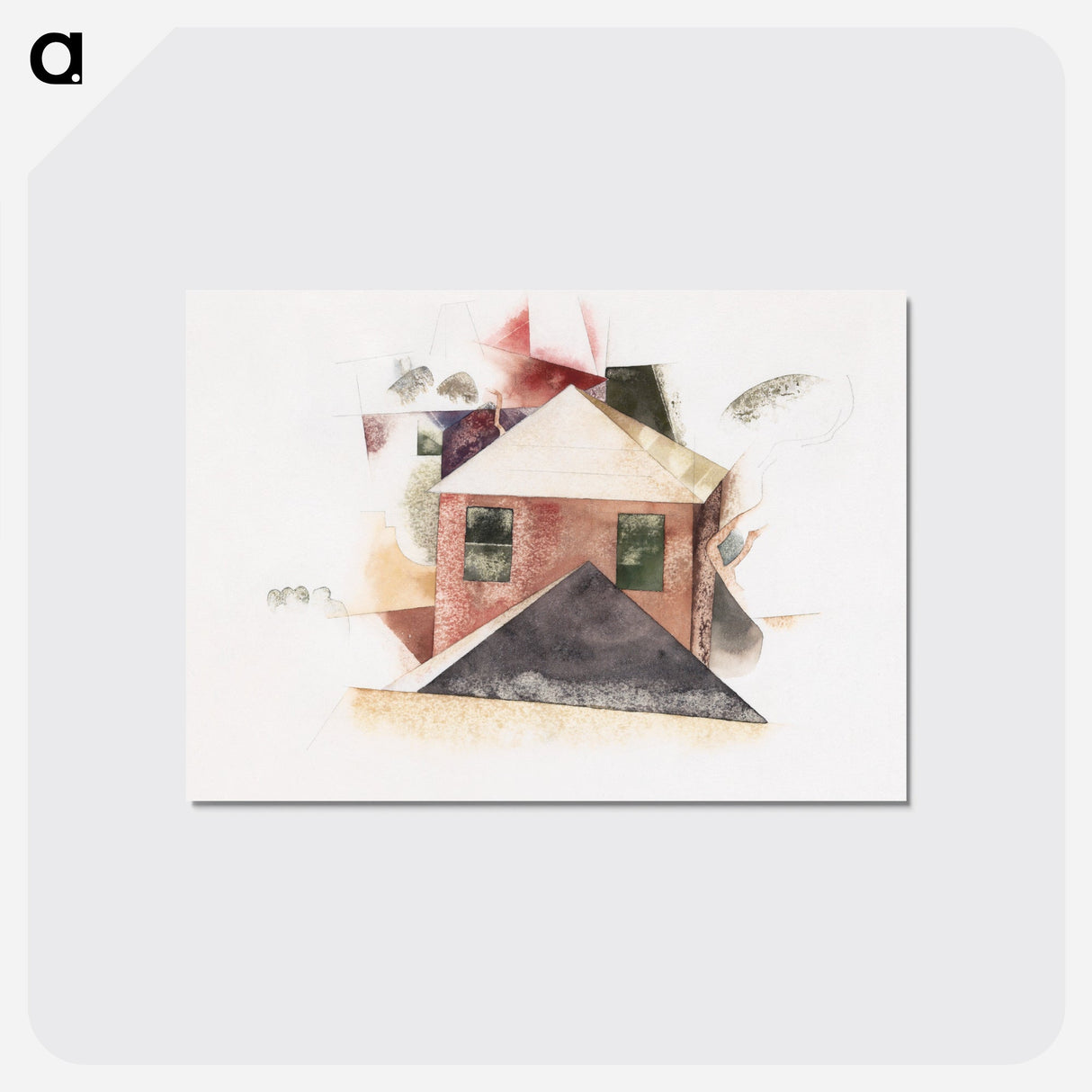 Houses with Red - チャールズ デムス Postcard.