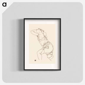 アートポスター-Vulgar lady in lingerie. Reclining Model in Chemise and Stockings - エゴン シーレ Poster.