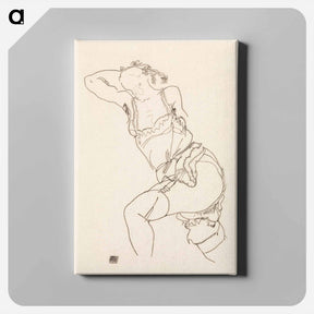 アートパネル-Vulgar lady in lingerie. Reclining Model in Chemise and Stockings - エゴン シーレ Canvas.