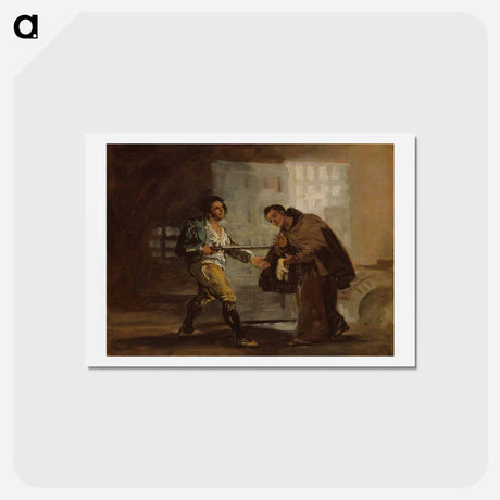 アートポストカード-Friar Pedro Offers Shoes to El Maragato and Prepares to Push Aside His Gun - フランシスコ デ ゴヤ Postcard.