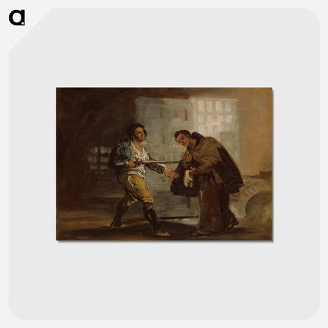 アートポストカード-Friar Pedro Offers Shoes to El Maragato and Prepares to Push Aside His Gun - フランシスコ デ ゴヤ Postcard.