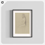 アートポスター-Seated female nude with long loose hair - グスタフ クリムト Poster.