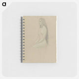 Seated female nude with long loose hair - グスタフ クリムト Memo.