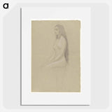 Seated female nude with long loose hair - グスタフ クリムト Poster.