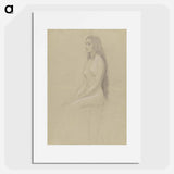 アートポスター-Seated female nude with long loose hair - グスタフ クリムト Poster.