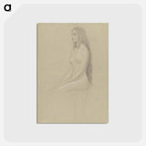 アートポストカード-Seated female nude with long loose hair - グスタフ クリムト Postcard.